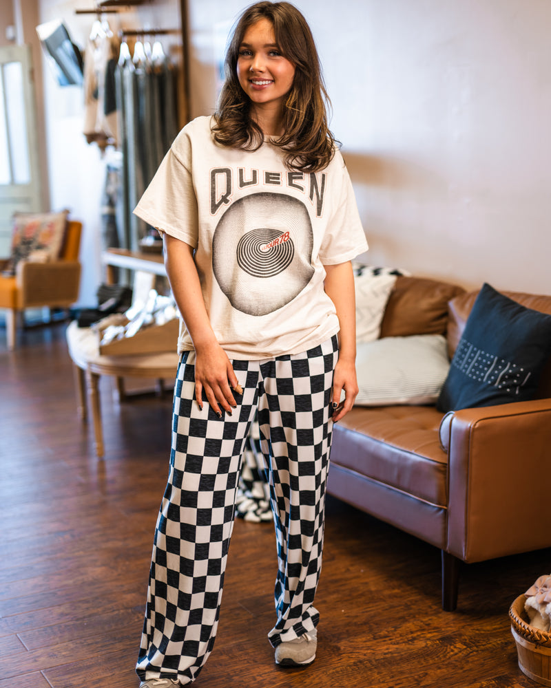 Checkered Wide Leg Pant