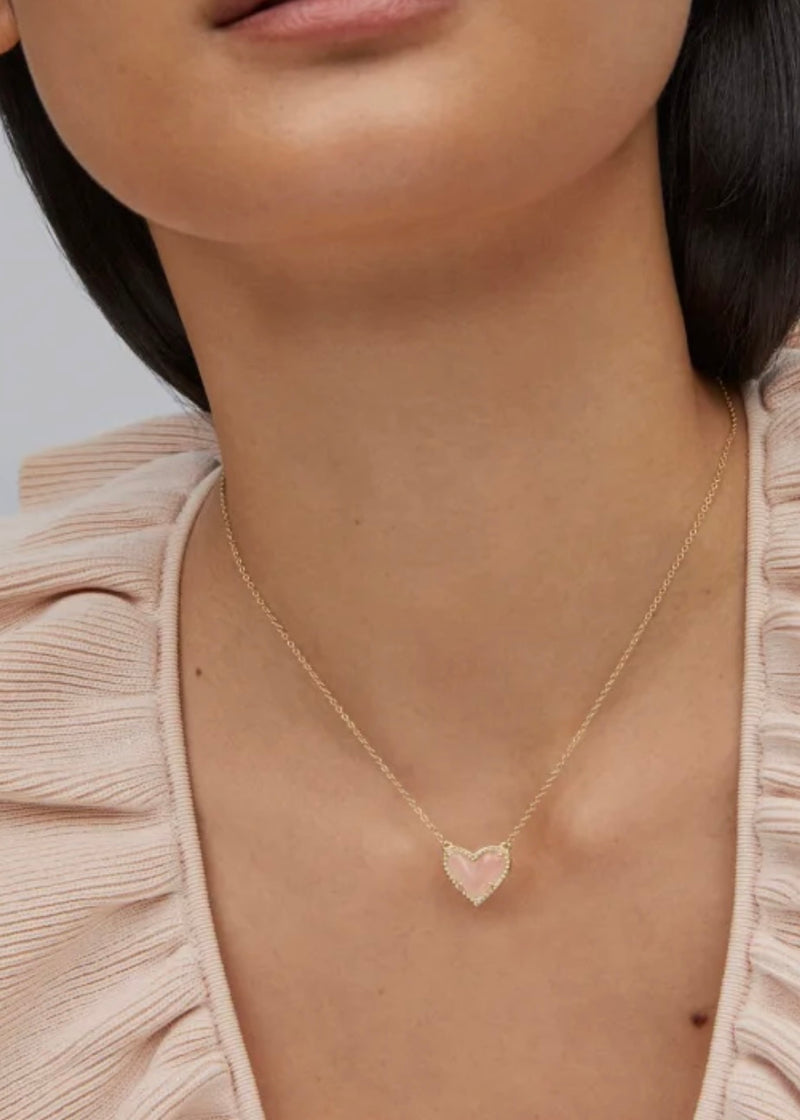 Kendra Scott Rose Quartz Ari Heart Necklace