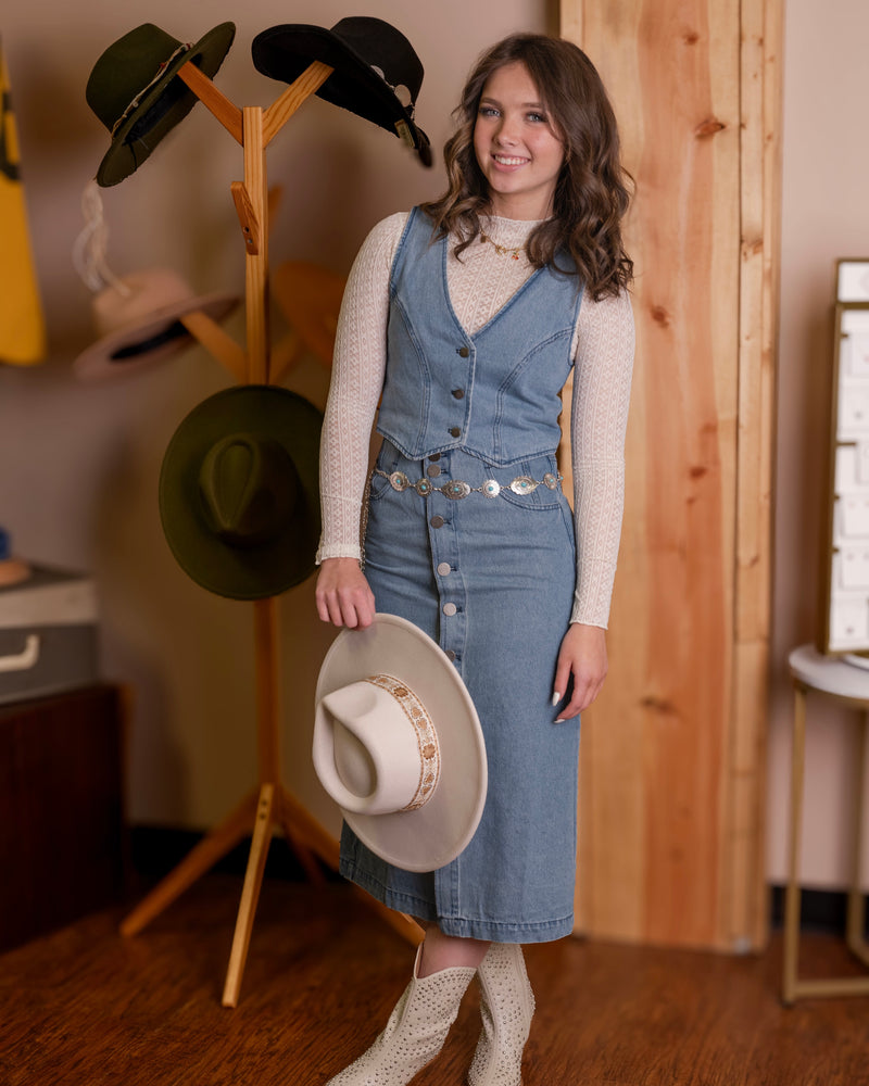 Vintage Cowgirl Vest & Skirt Set