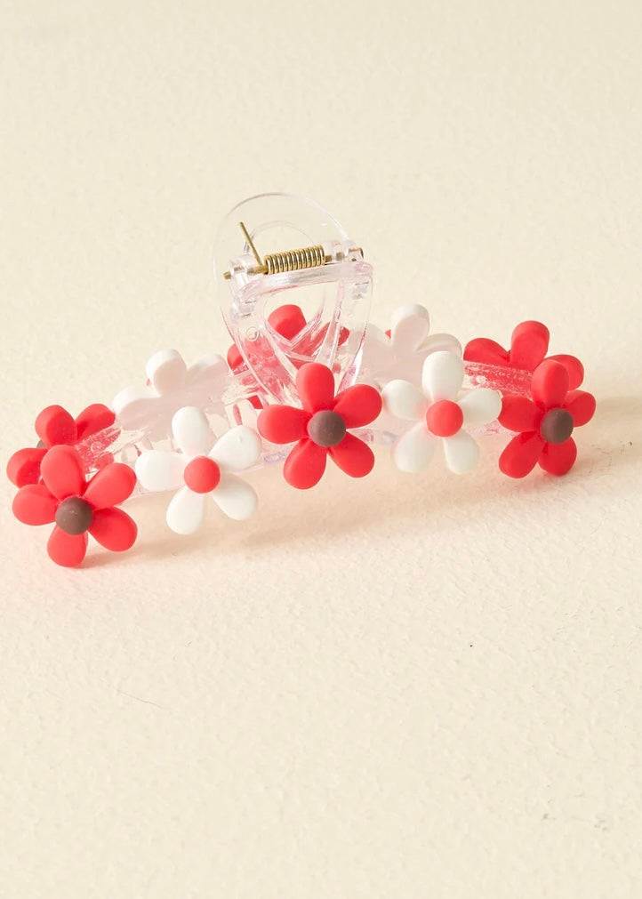 Red Daisy Claw Clip