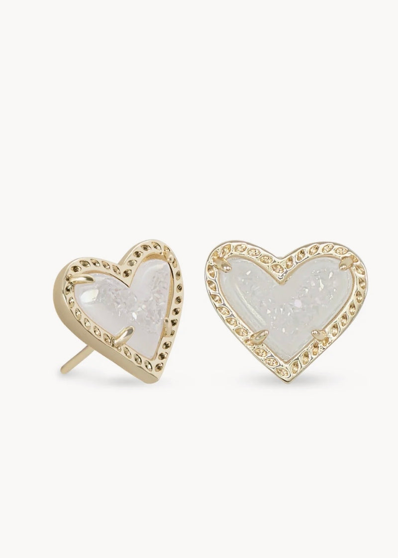 Kendra Scott Gold Ari Heart Iridescent Drusy Stud Earring