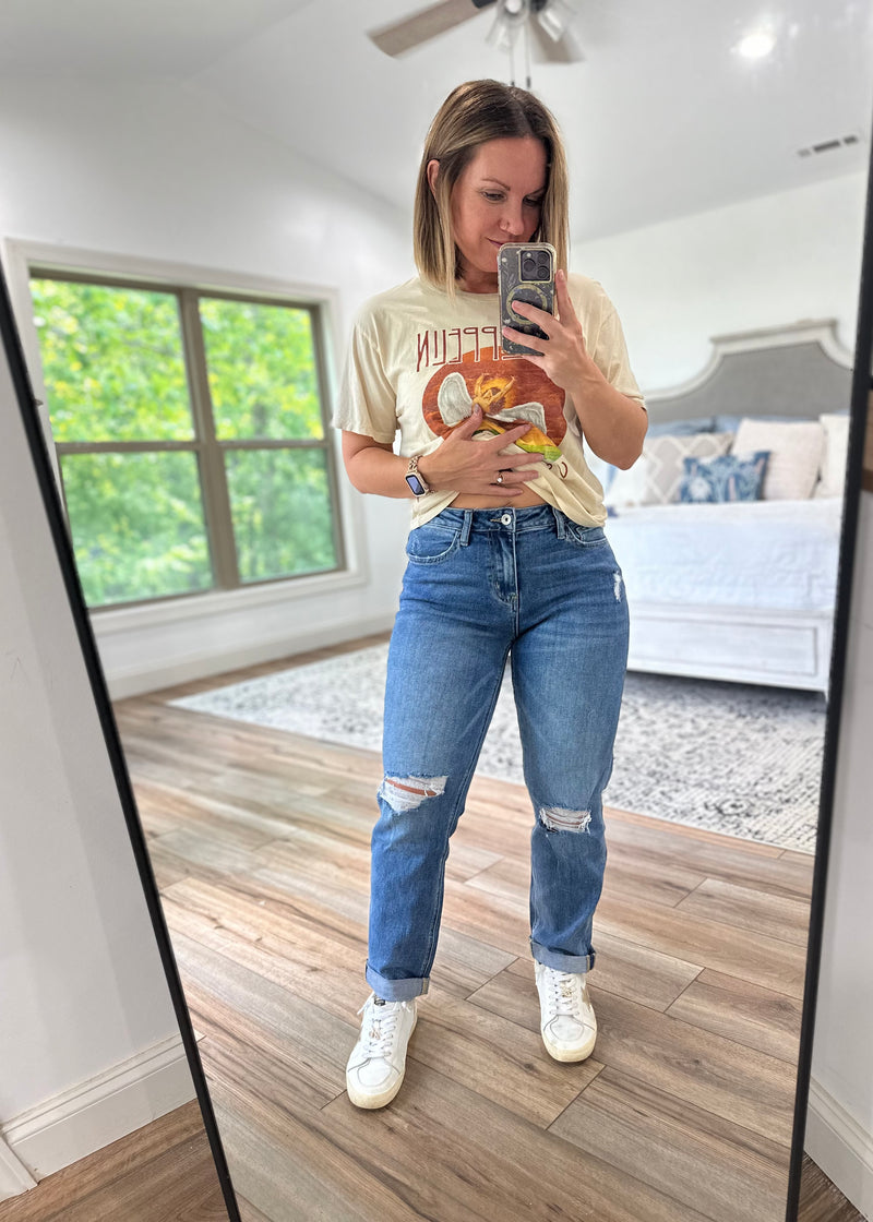 Midnight Thunder High Rise Boyfriend Jeans