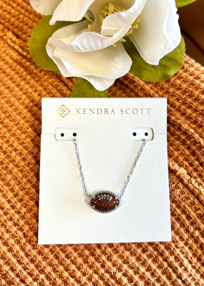 Kendra Scott Football Pendant Necklace Orange Goldstone