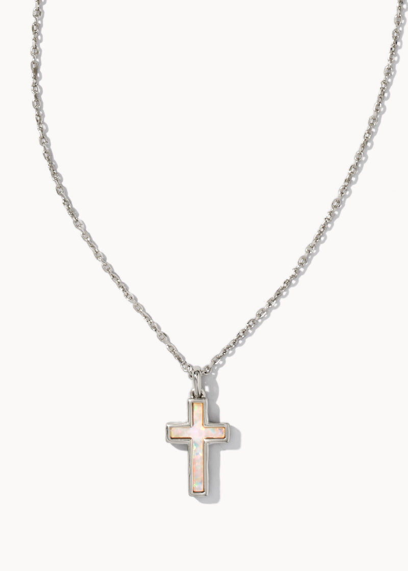 Kendra Scott Cross Pendant Necklace White Opal