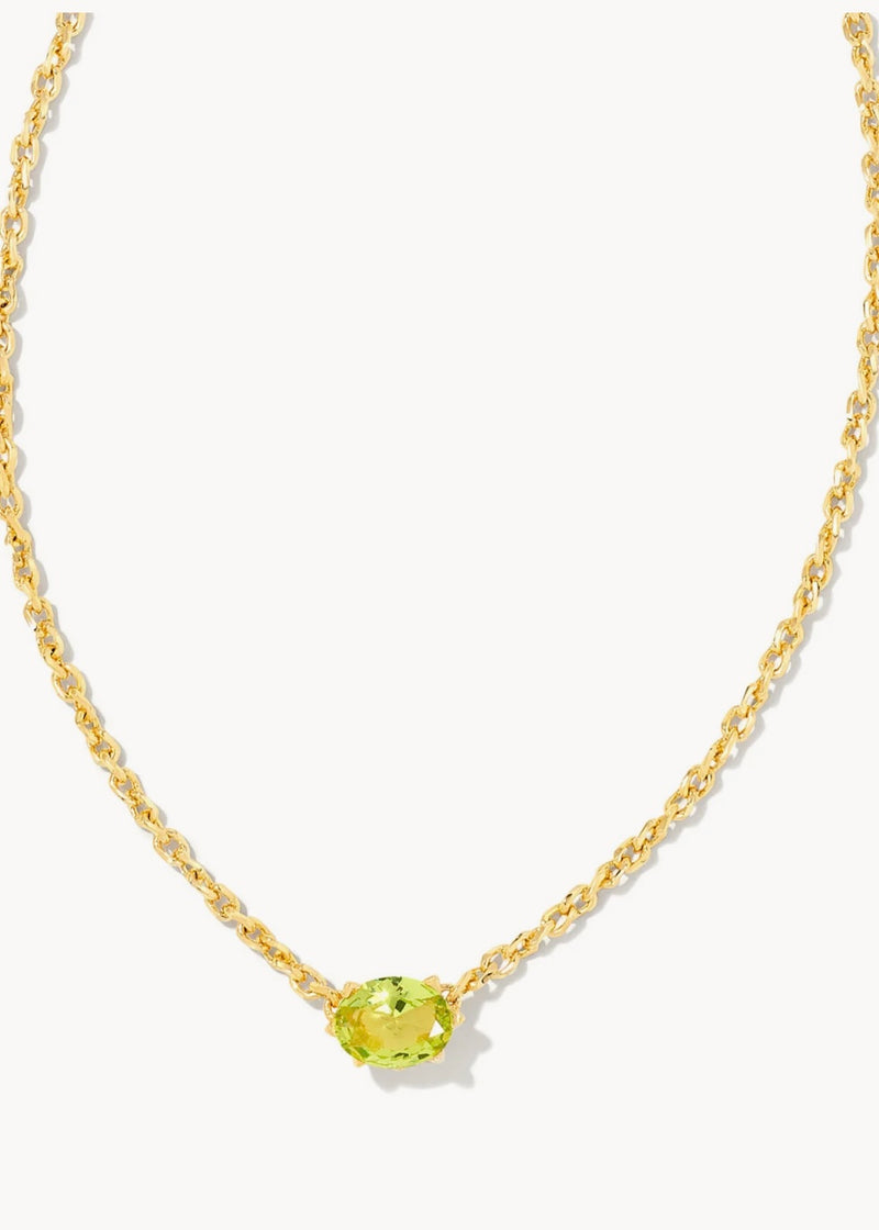 Kendra Scott Cailin Gold Pendant Necklace in Green Peridot Crystal