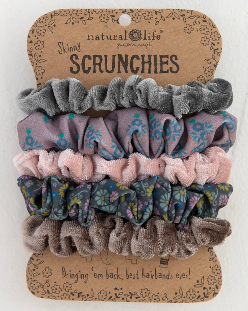 Natural Life Velvet Scrunchies, Set of 5