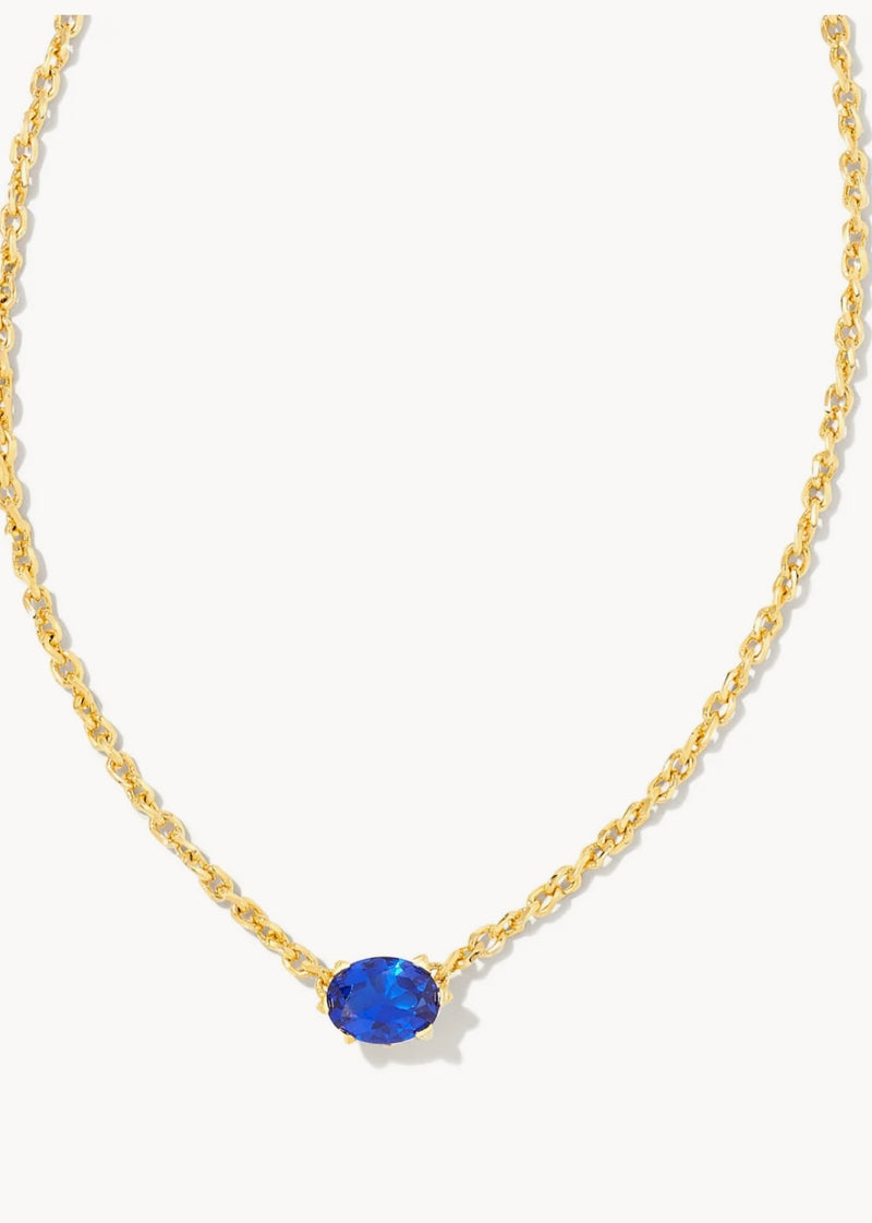 Kendra Scott Cailin Gold Pendant Necklace in Blue Crystal