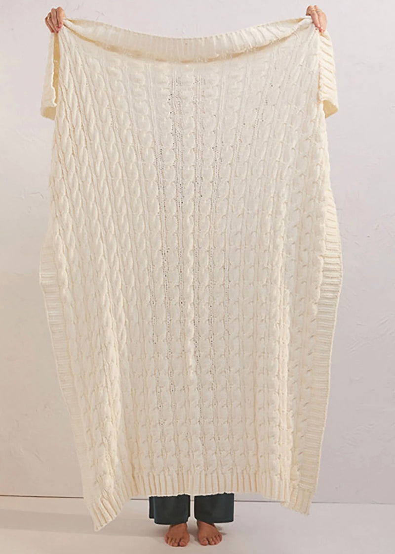 Z Supply Plush Cable Knit Blanket in Bone