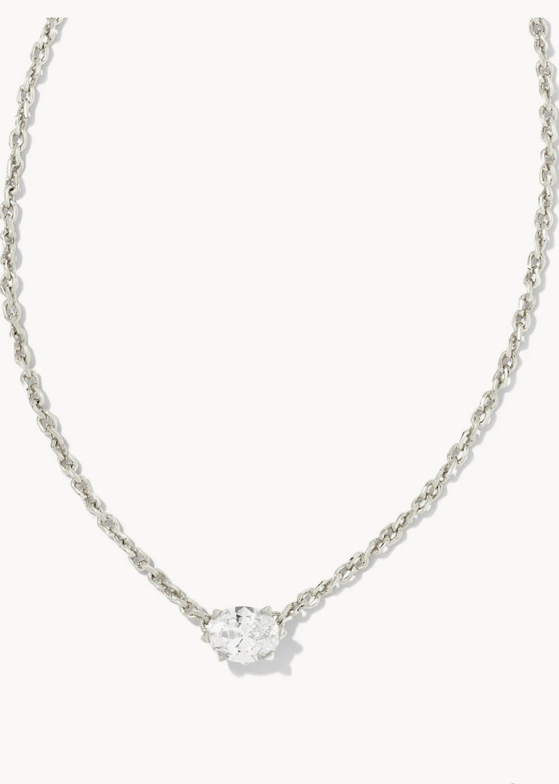 Kendra Scott Cailin Silver Pendant Necklace in White Crystal