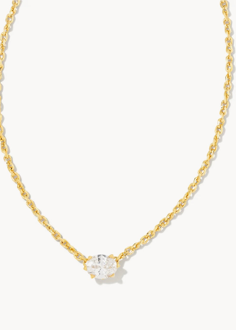 Kendra Scott Cailin Gold Pendant Necklace in White Crystal