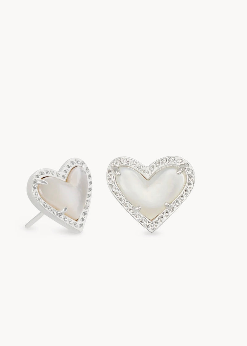 Kendra Scott Rhodium Ari Ivory Mother of Pearl Stud Earring