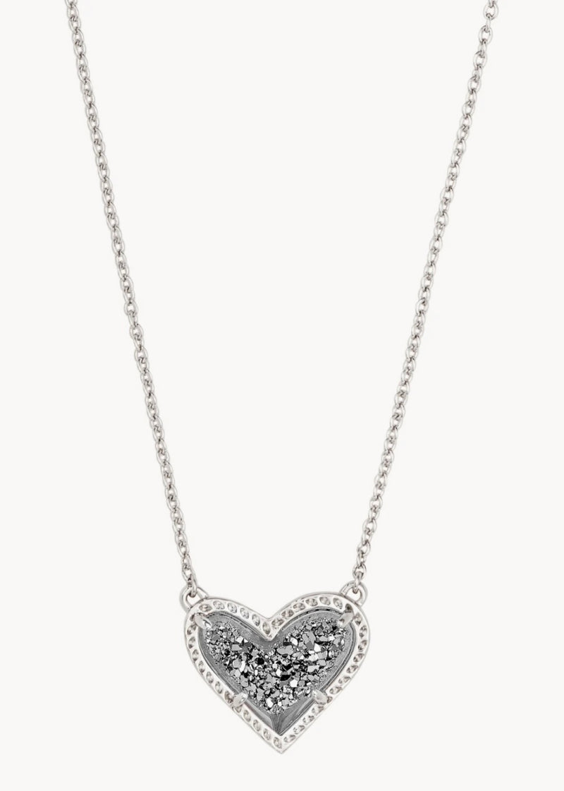 Kendra Scott Silver Short Ari Platinum Drusy Necklace