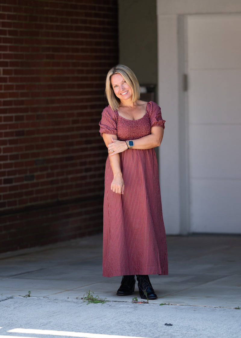 Bubble Sleeve Midi Dress