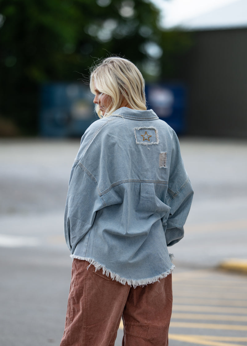 On Edge Distressed Denim Jacket