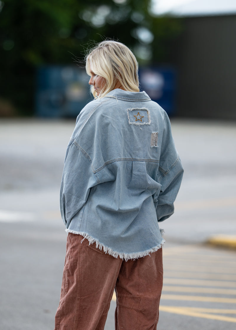 On Edge Distressed Denim Jacket