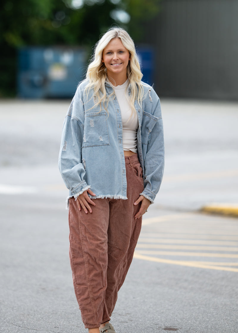 On Edge Distressed Denim Jacket