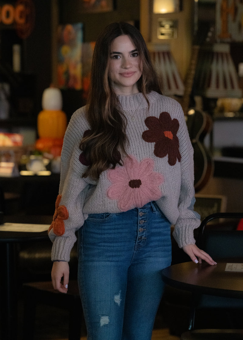 Flower Power High Neck Sweater