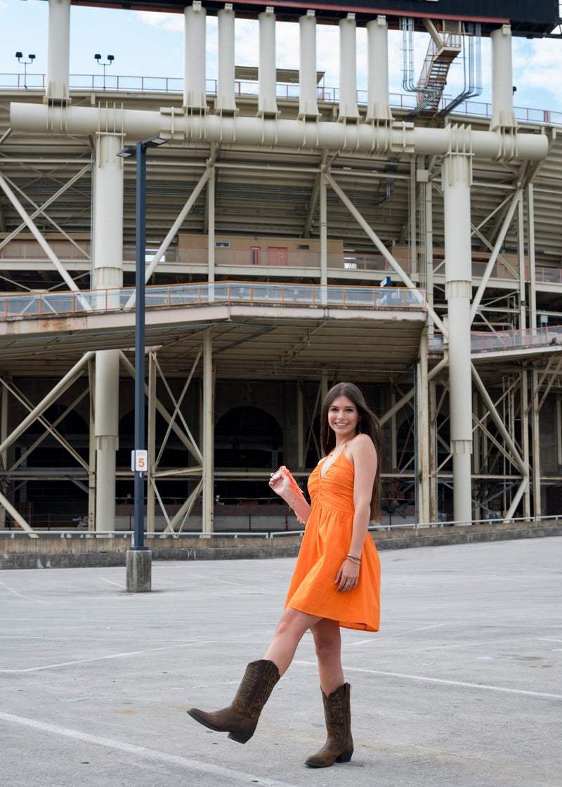 Orange Kiss Halter Mini Dress