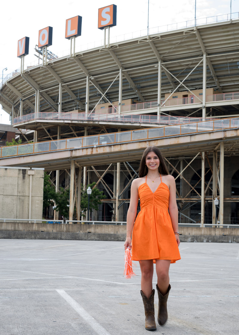 Orange Kiss Halter Mini Dress