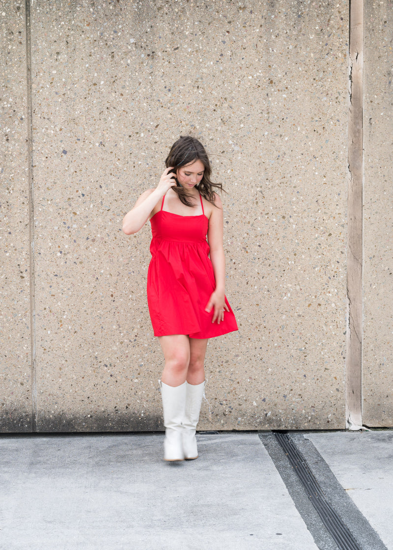 Red Poplin Mini Dress