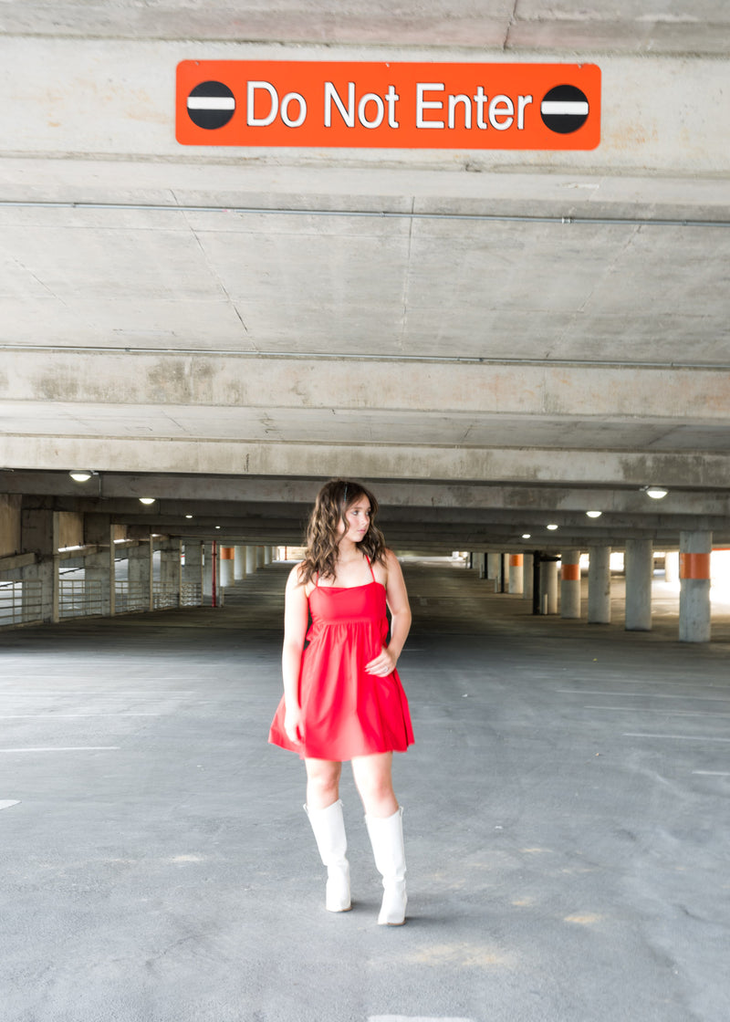 Red Poplin Mini Dress