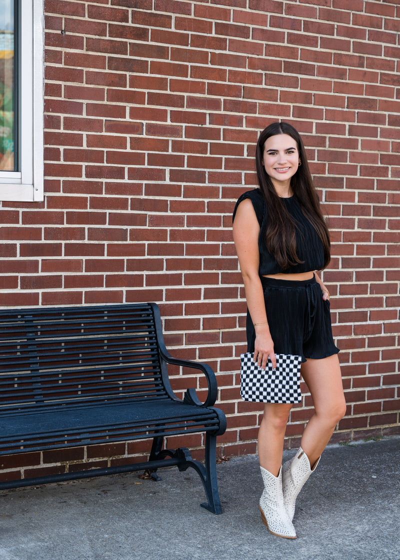 Checkered Makeup Bag