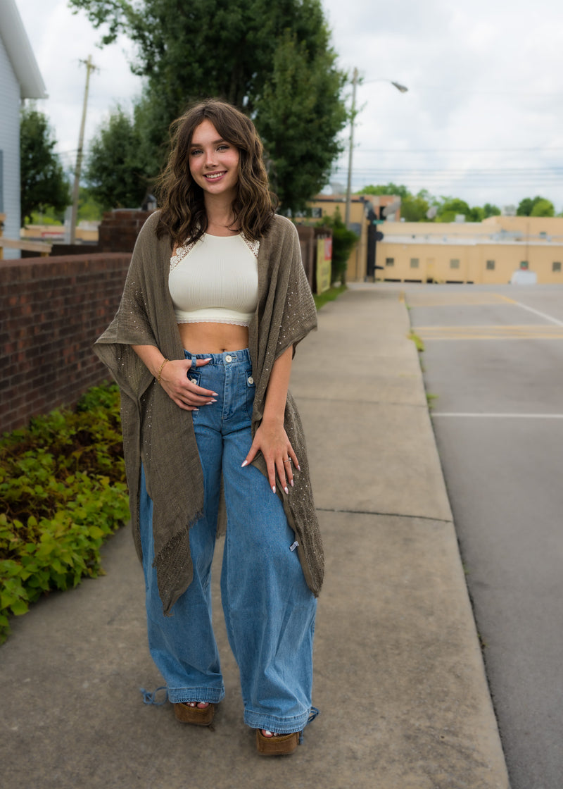 Frayed Sequins Kimono