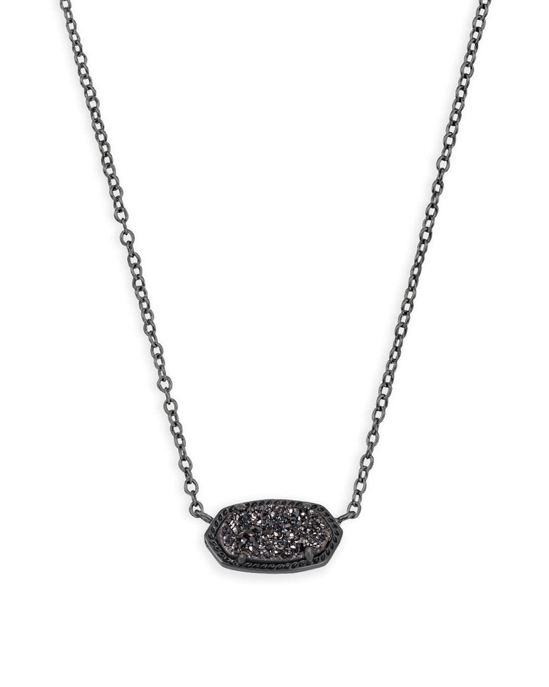 Elisa Pendant Gunmetal with Black Drusy