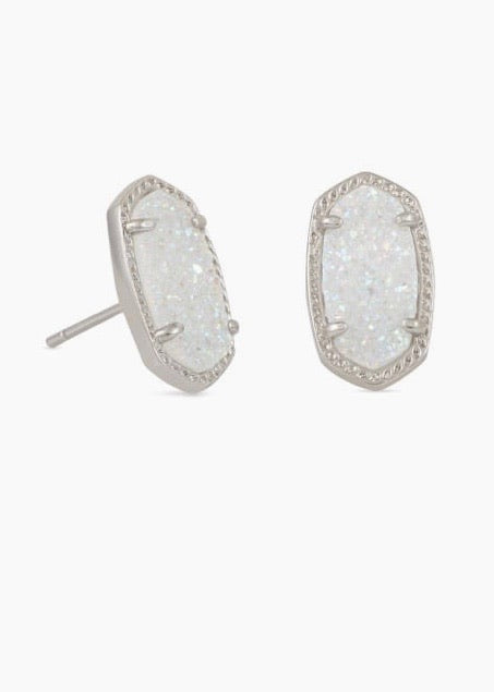 Ellie Earring Rhodium Iridescent Drusy